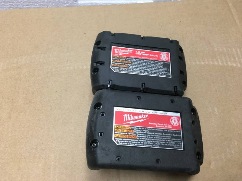 lot 96 image: MILWAUKEE M18 RED LITHIUM CP 1.5 AH BATTERY PACK QTY 2 in good working condition