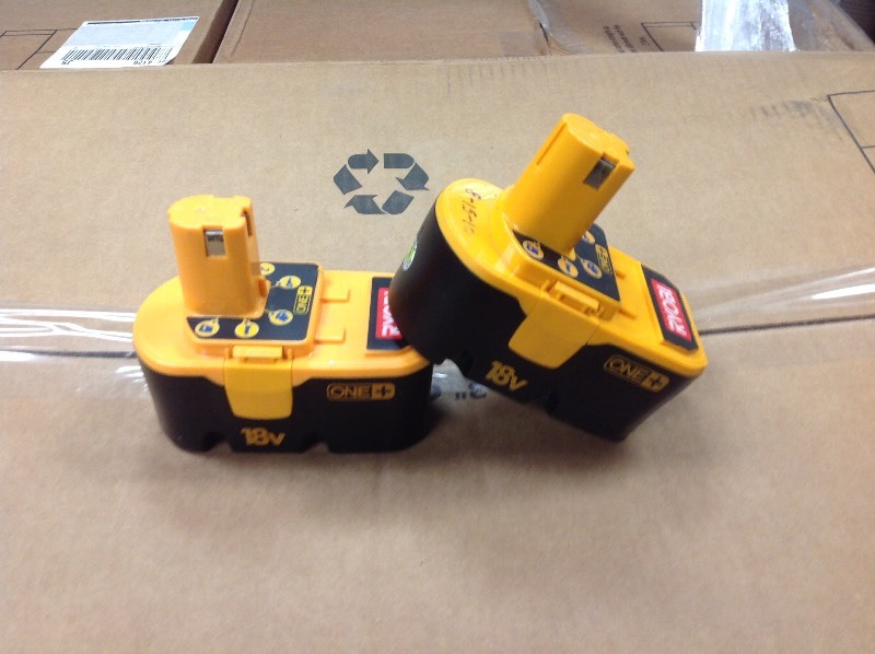 lot 119 image: Set of 2 Ryobi P100 ONE 18V 1.5m-Ah NiCd Battery  in working conditions
