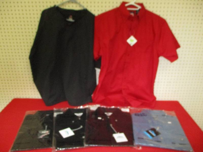 6- Size Small Mens Shirts New Ones on hanger is a display