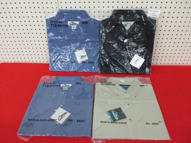 4 Size Large  Mens Shirts New Ones on hanger is a display