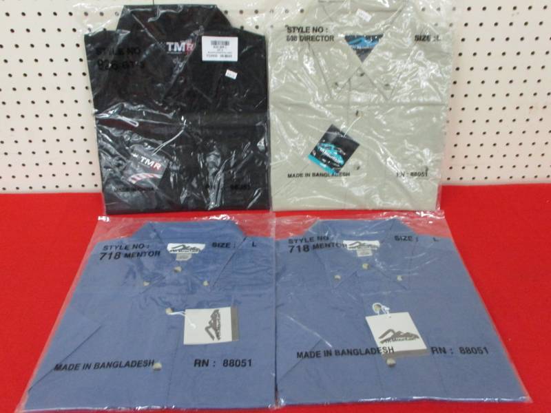 4 Size Large  Mens Shirts New Ones on hanger is a display