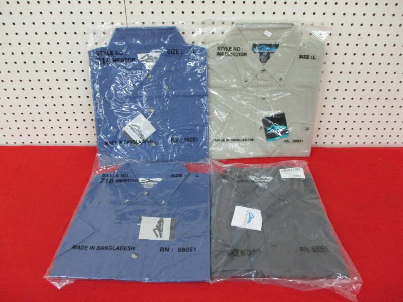 4 Size Large  Mens Shirts New Ones on hanger is a display