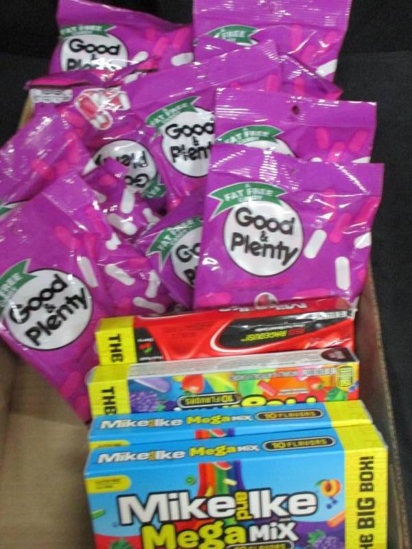 big boxes of mike and ikes and Good and Plenty