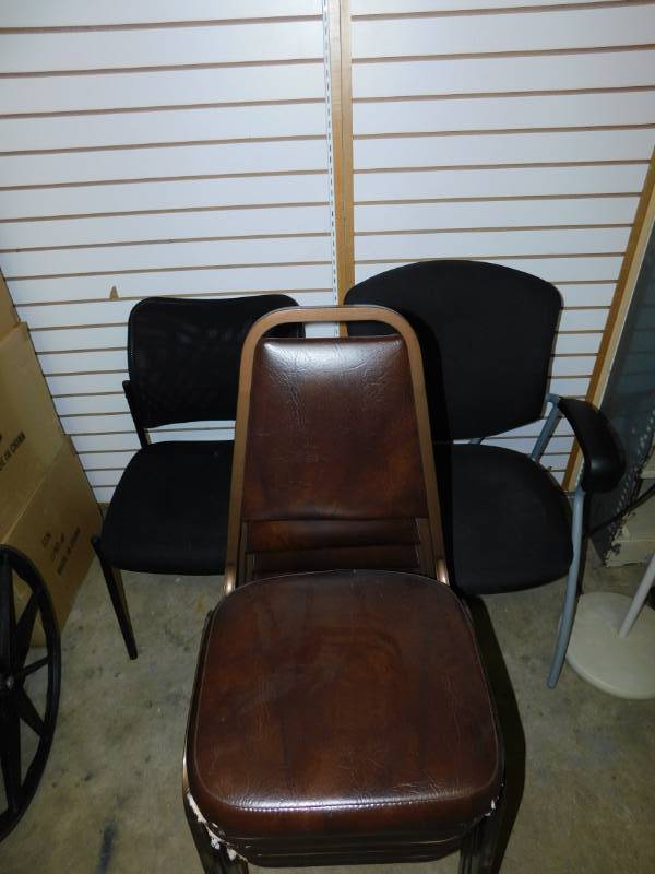 Rust Colored & Navy Blue Padded Office Or Waiting Room Chairs