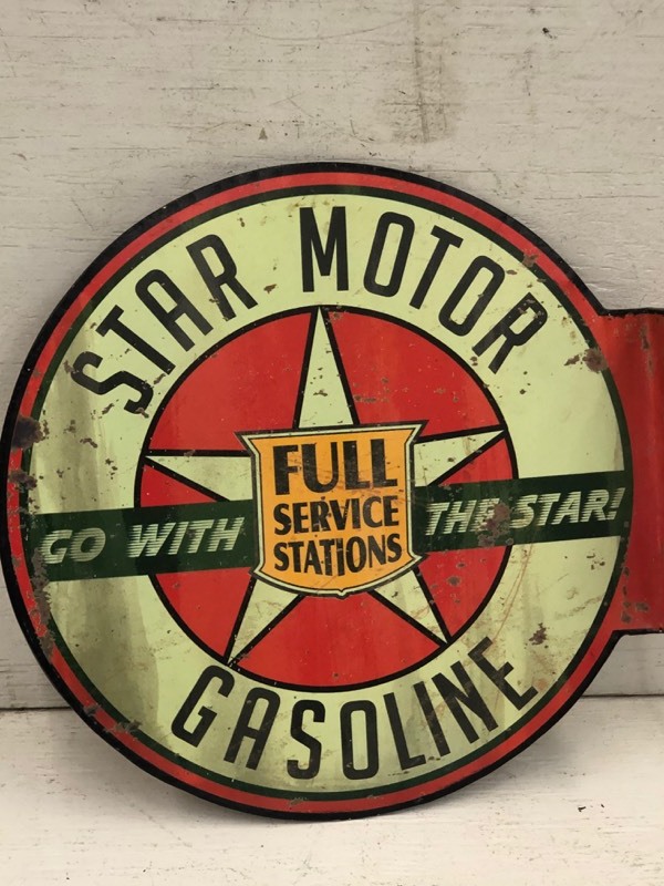lot 11 image: Star Motor Gasoline Tin Sign