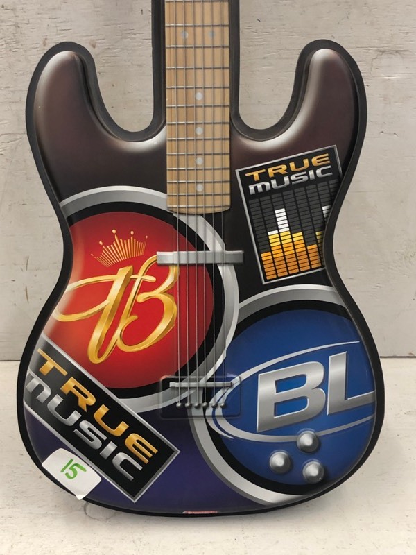 lot 15 image: Budweiser 3-D Display Guitar Sign