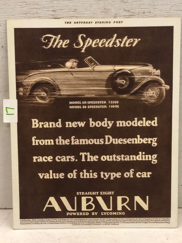 lot 17 image: The Speedster Advertisement Poster