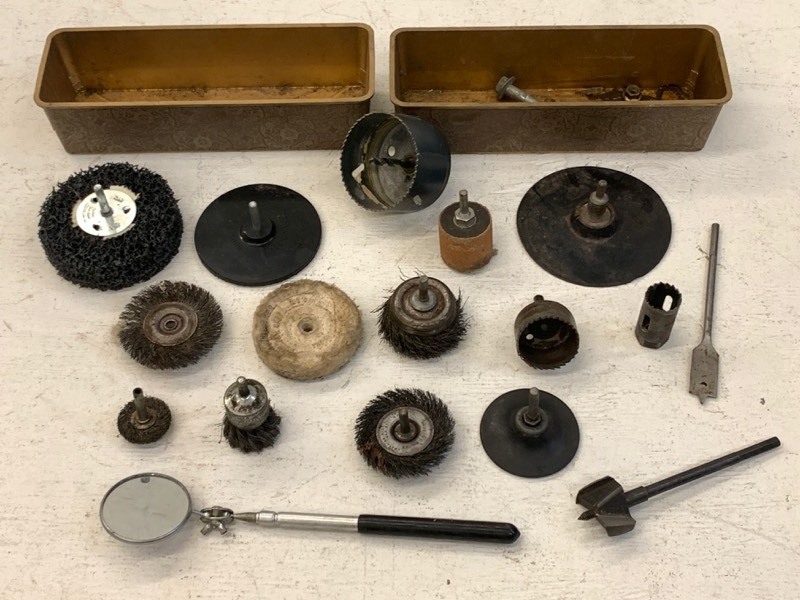 lot 54 image: (2) Trays Of Assorted Wire Wheels  Cups  Abrasives