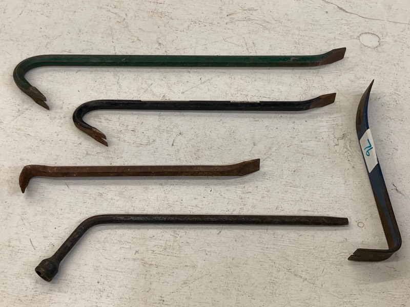 lot 76 image: (4) Pry Bars & (1) Tire Iron