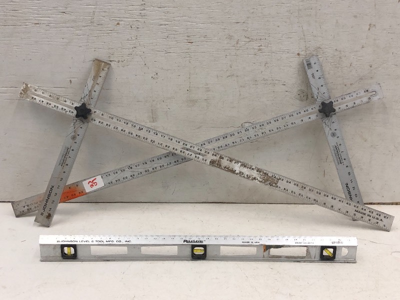 lot 25 image: (2) Straight Edge Squares & (1) Aluminum Level