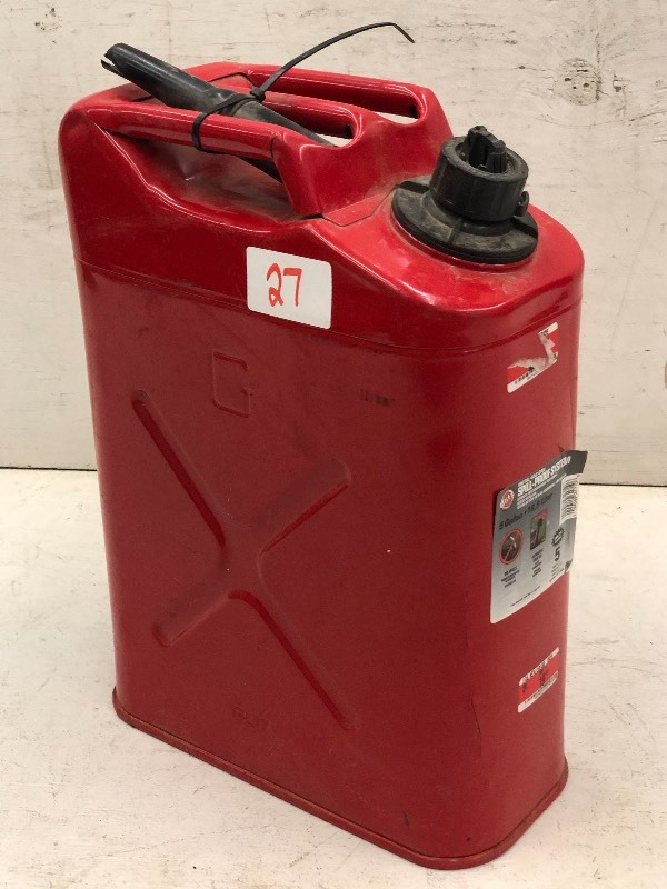 lot 27 image: 5-Gallon Steel Gas Can