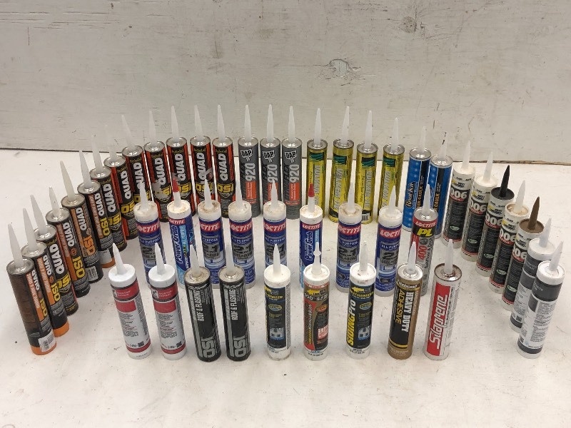 lot 44 image: Tote Of Sealant, Caulking, Adhesives, Etc