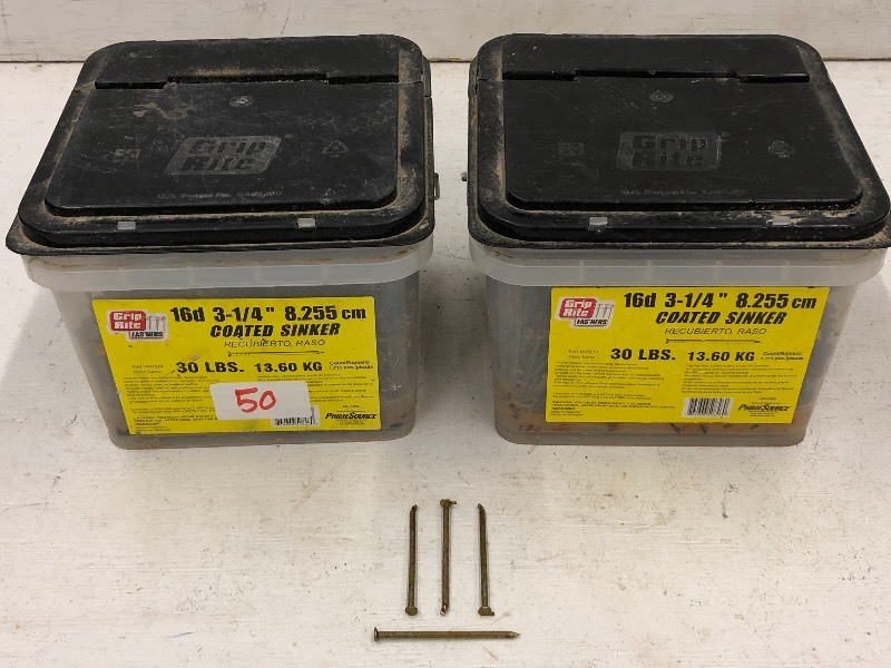 lot 50 image: (2) Buckets Of Sinker Nails
