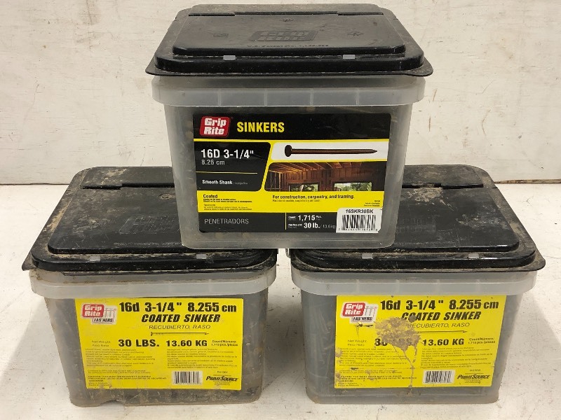 lot 51 image: (3)  Buckets Of Sinker Nails