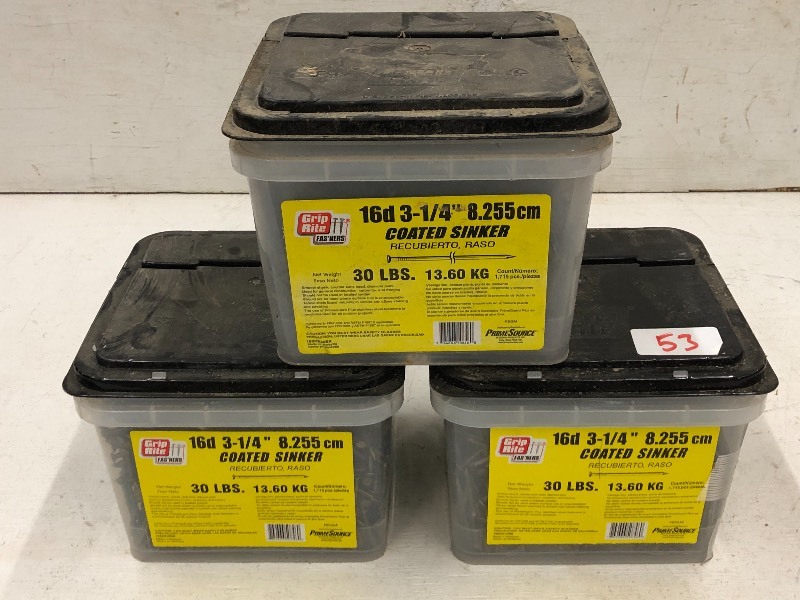 lot 53 image: (3) Buckets Of Sinker Nails