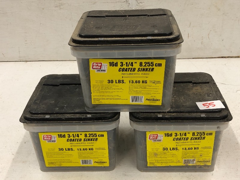 lot 55 image: (3) Buckets Of Sinker Nails