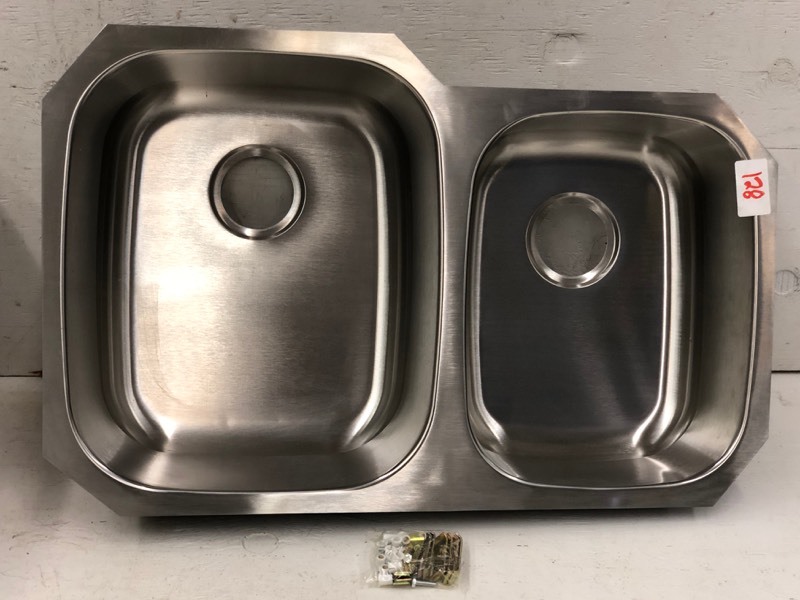 lot 128 image: Double-Bowl Stainless Steel Sink