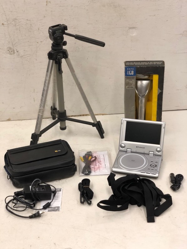 lot 142 image: Camera TriPod, Heated Window Scraper, Portable DVD Player