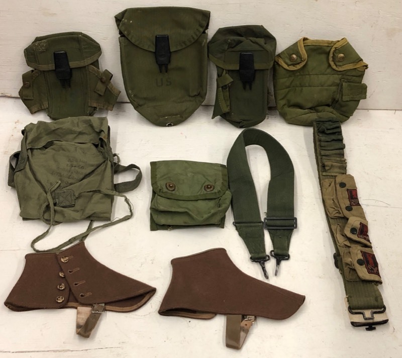lot 145 image: Assorted Vintage Ammo Belts, Ammo Pouches, Etc