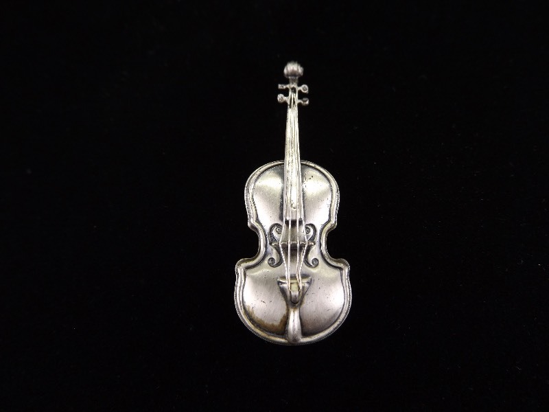 .925 Sterling Silver CelloViolin Brooch