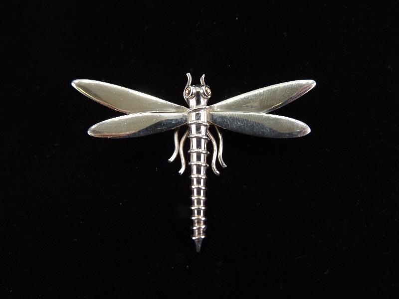 .925 Sterling Silver Dragonfly Brooch