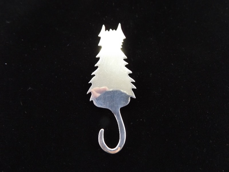 .925 Sterling Silver Cat Brooch