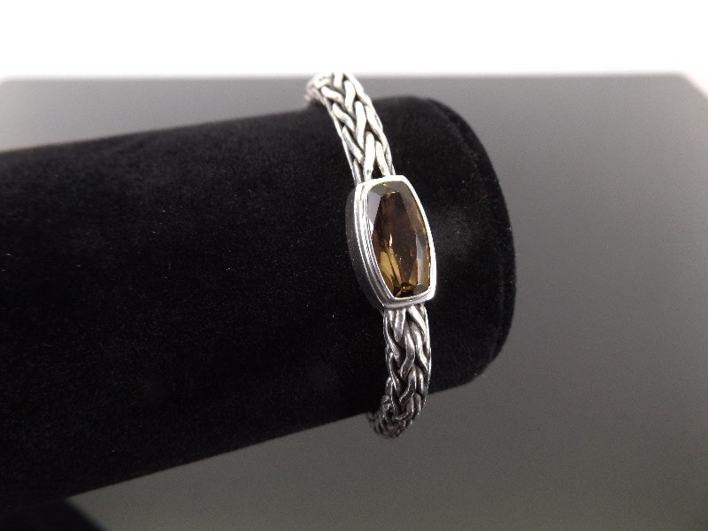 .925 Sterling Silver Faceted Smokey Quartz Bracelet