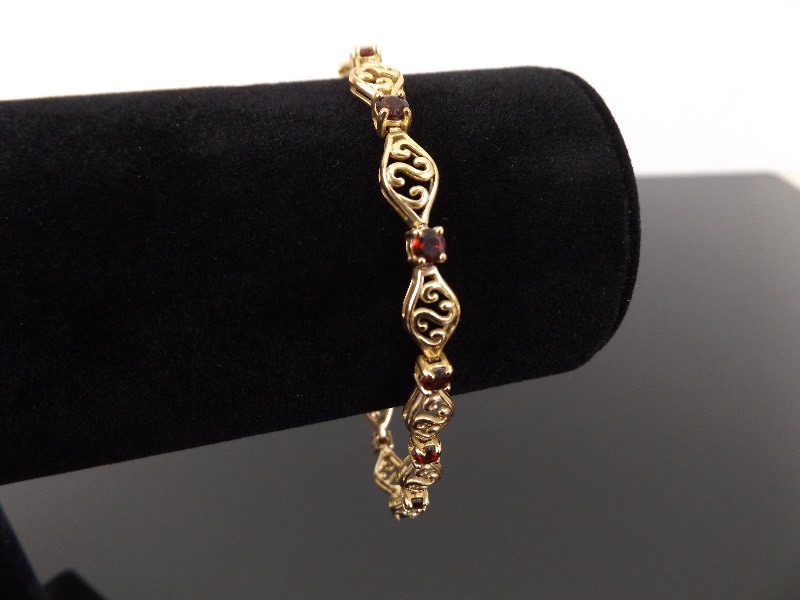 .925 Sterling Silver Faceted Garnet Vermeil Tennis Bracelet