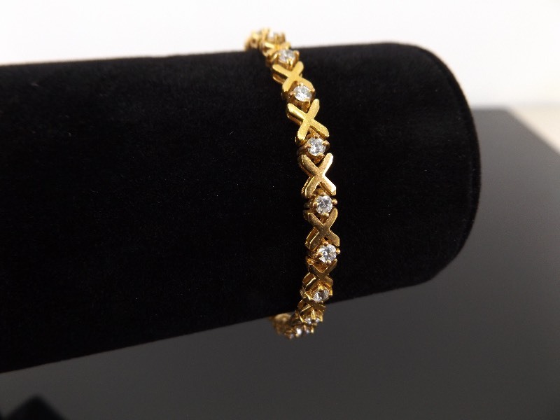 .925 Sterling Silver Crystal Hugs and Kisses Vermeil Tennis Bracelet