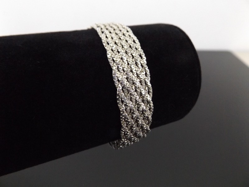 .925 Sterling Silver Wide Weave Bracelet