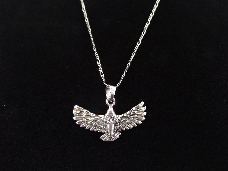 .925 Sterling Silver HawkPhoenix Pendant Necklace