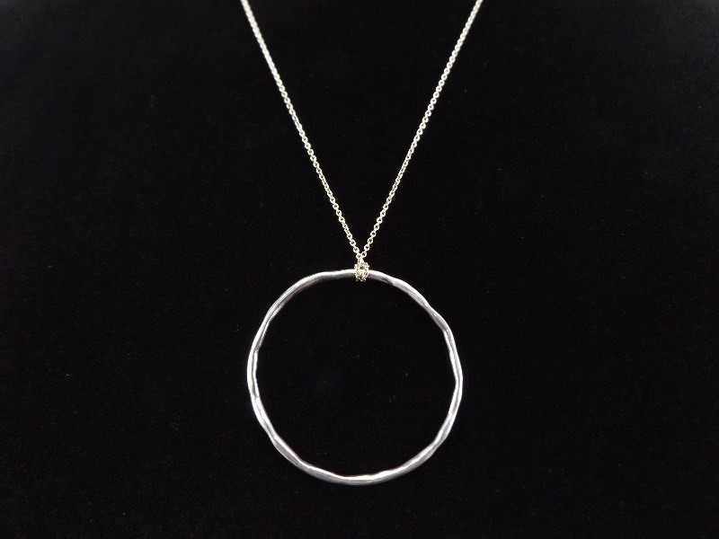 .925 Sterling Silver Hoop Pendant Necklace