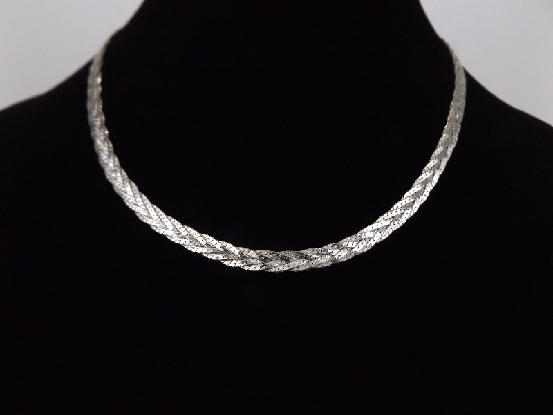 .925 Sterling Silver Weaved Snake Chain Necklace