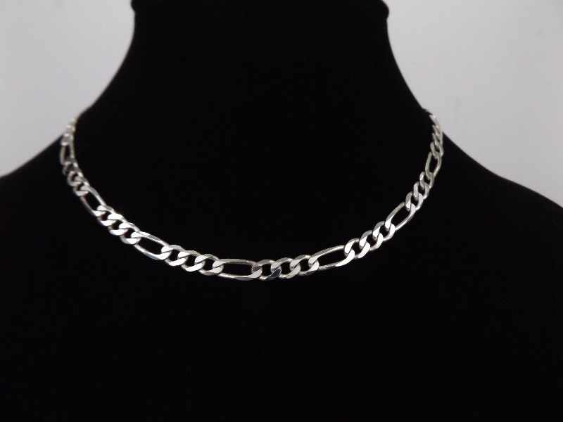 .925 Sterling Silver Heavy Figaro Link Necklace