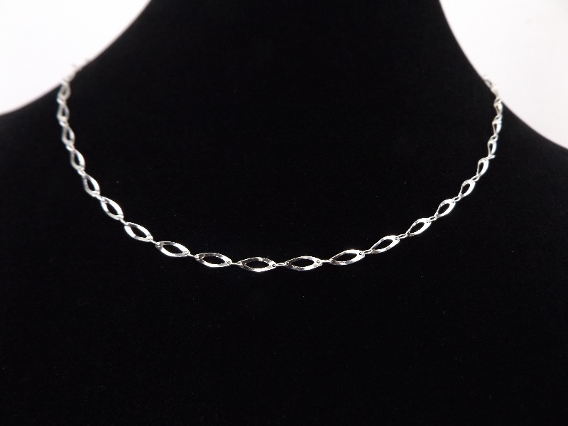 .925 Sterling Silver Marquis Link Necklace