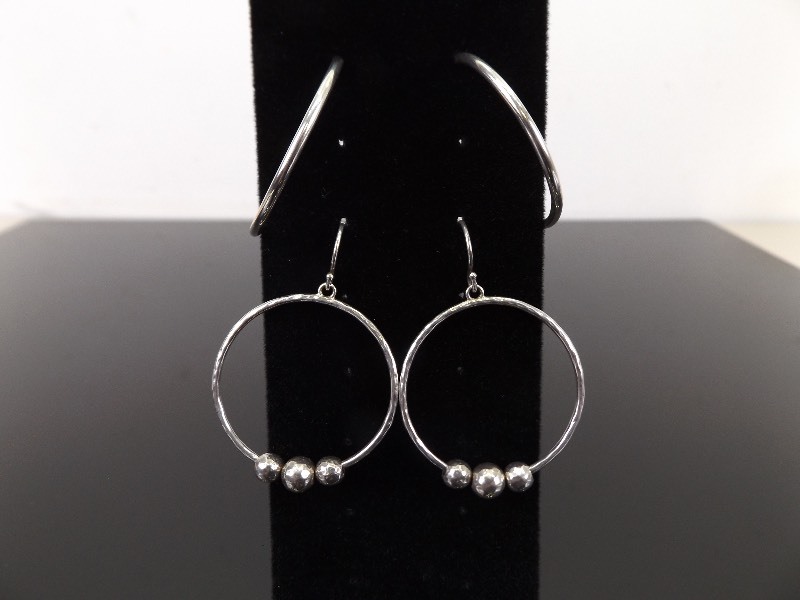 2 Sets of .925 Sterling Silver Hoop Earrings