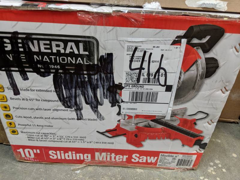 lot 416 image: General International 15-Amp 10 Sliding Miter Saw with Laser Guide