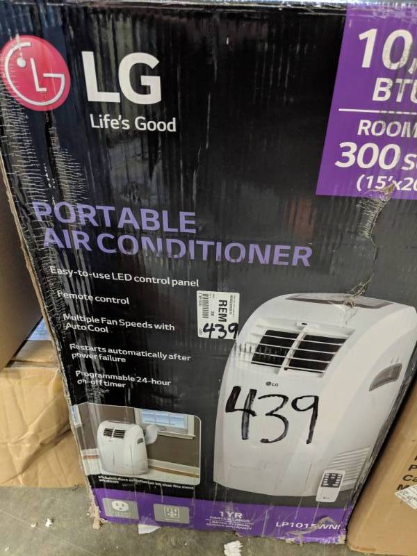lot 439 image: LG LP1015WNR 10,000 Btu Portable Air Conditioner with Remote Control