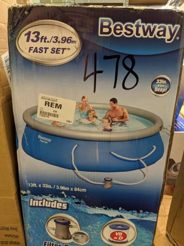lot 478 image: Bestway Fast Set 13 x 33 Round Pool MSRP - $199.99
