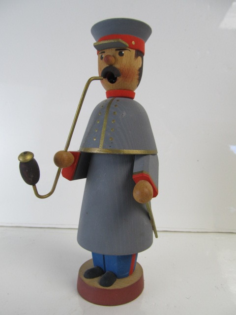 lot 32 image: Nice Vintage German Wooden Conductor Smoker Doll