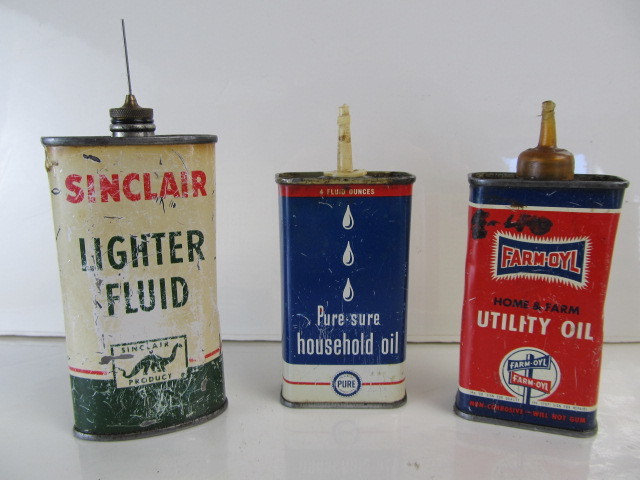 lot 56 image: Vintage Advertising Handy Oilers & Sinclair Lighter Fluid Can