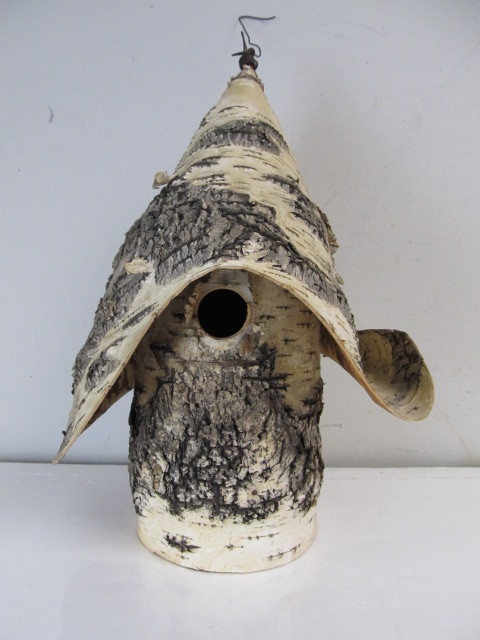 lot 67 image: Vintage 12 Birch Bark Bird House