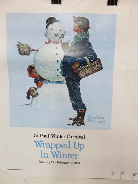 lot 129 image: Lot of 6 Vintage Hand Numbered Norman Rockwell Saint Paul Winter Carnival Prints