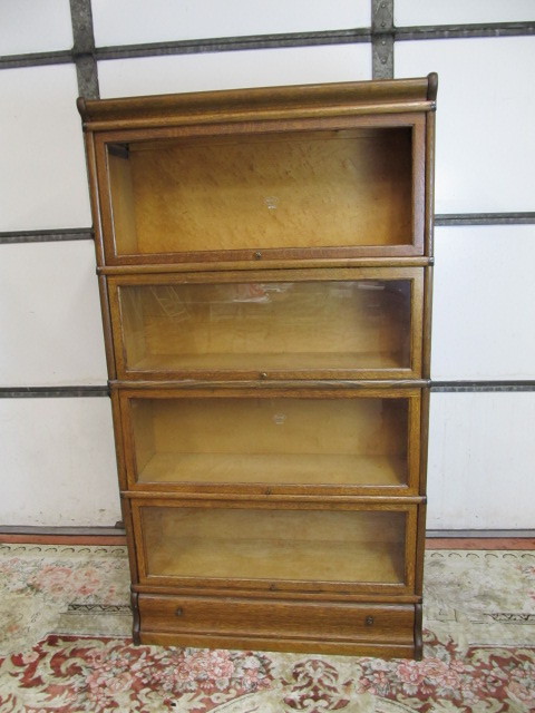lot 128 image: Antique MACEY Quartersawn Oak Sectional Bookcase wDrawer
