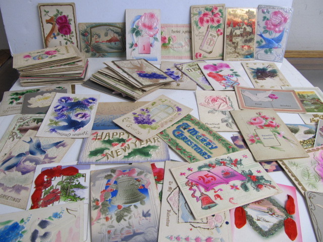 lot 102 image: Collection of Antique Embossed Postcards