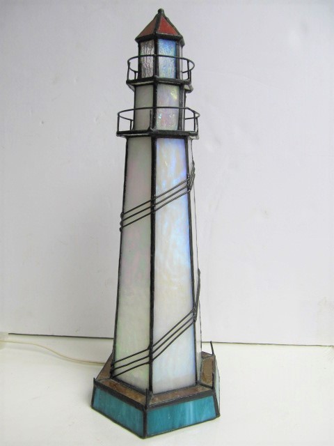 lot 109 image: Slag Glass Lighthouse Lamp