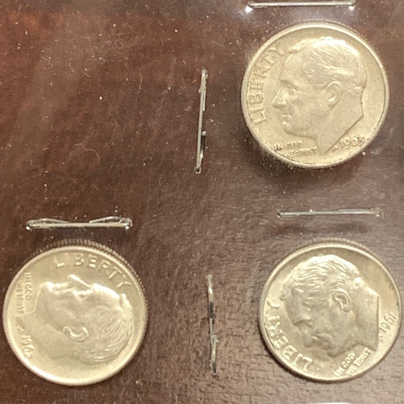 1961-D, 1962, 1963-D  Roosevelt Dimes