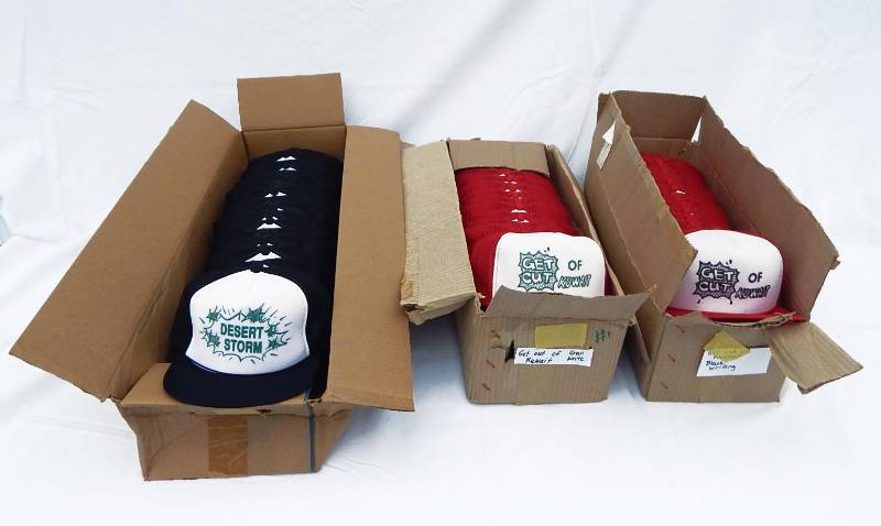 lot 8 image: Huge Lot of New Vintage 1990s Desert Storm and Get Out of Kuwait Trucker Hats