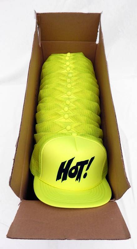 lot 9 image: Lot of New Vintage 1980s Hot Neon Yellow Trucker Hats
