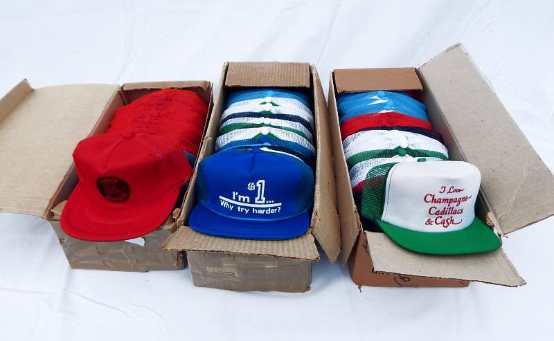 lot 12 image: Large Lot of Dozens of New Vintage 1980s Trucker Hats